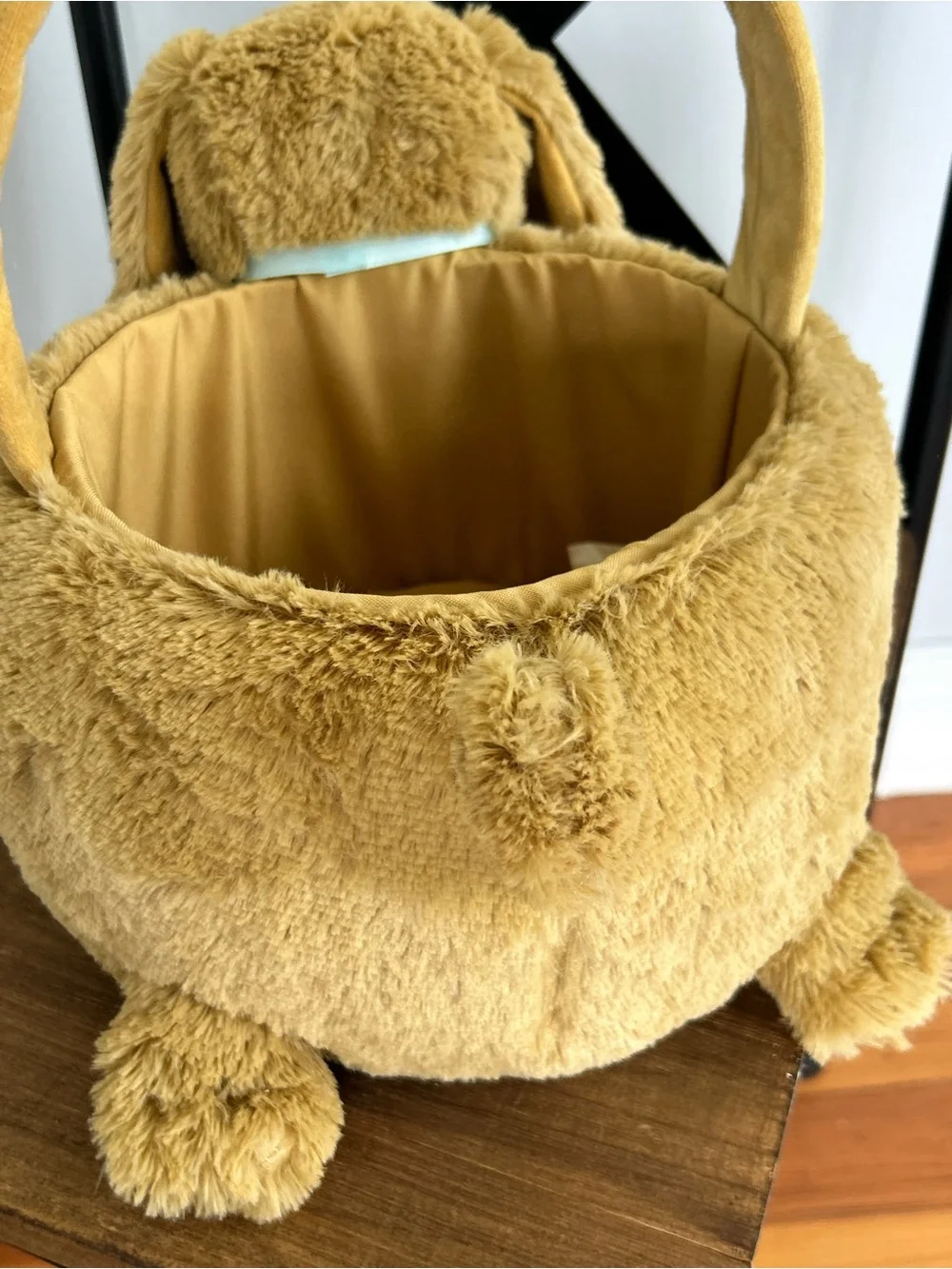 Plush Dog plushie basket bucket trick or treat or toys